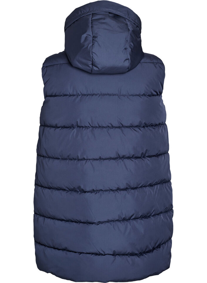 Lang vest med h&aelig;tte og lommer, Bl&aring;, Packshot image number 1