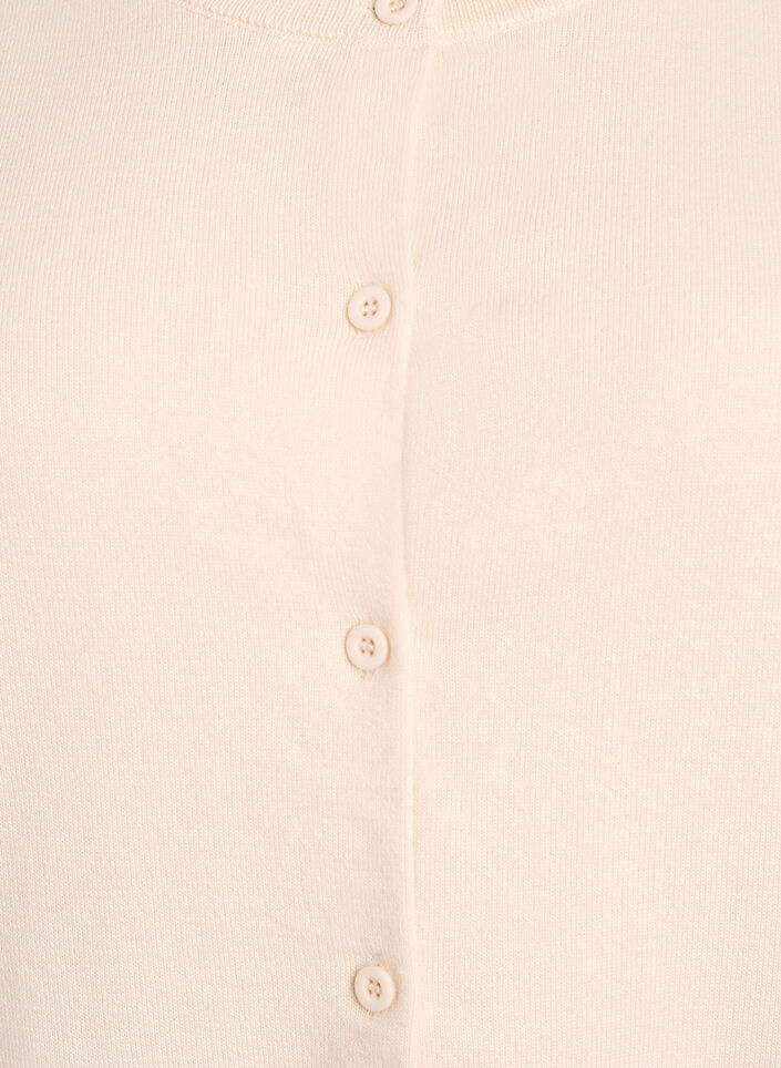 Finstrikket cardigan med rund hals, Beige, Packshot image number 2