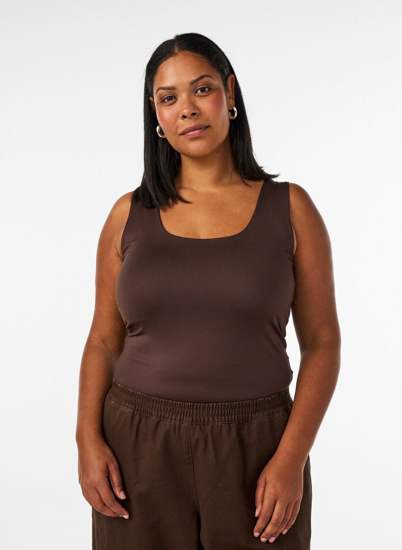 T&aelig;tsiddende basis top med vendbar funktion, Brun, Model image number 0