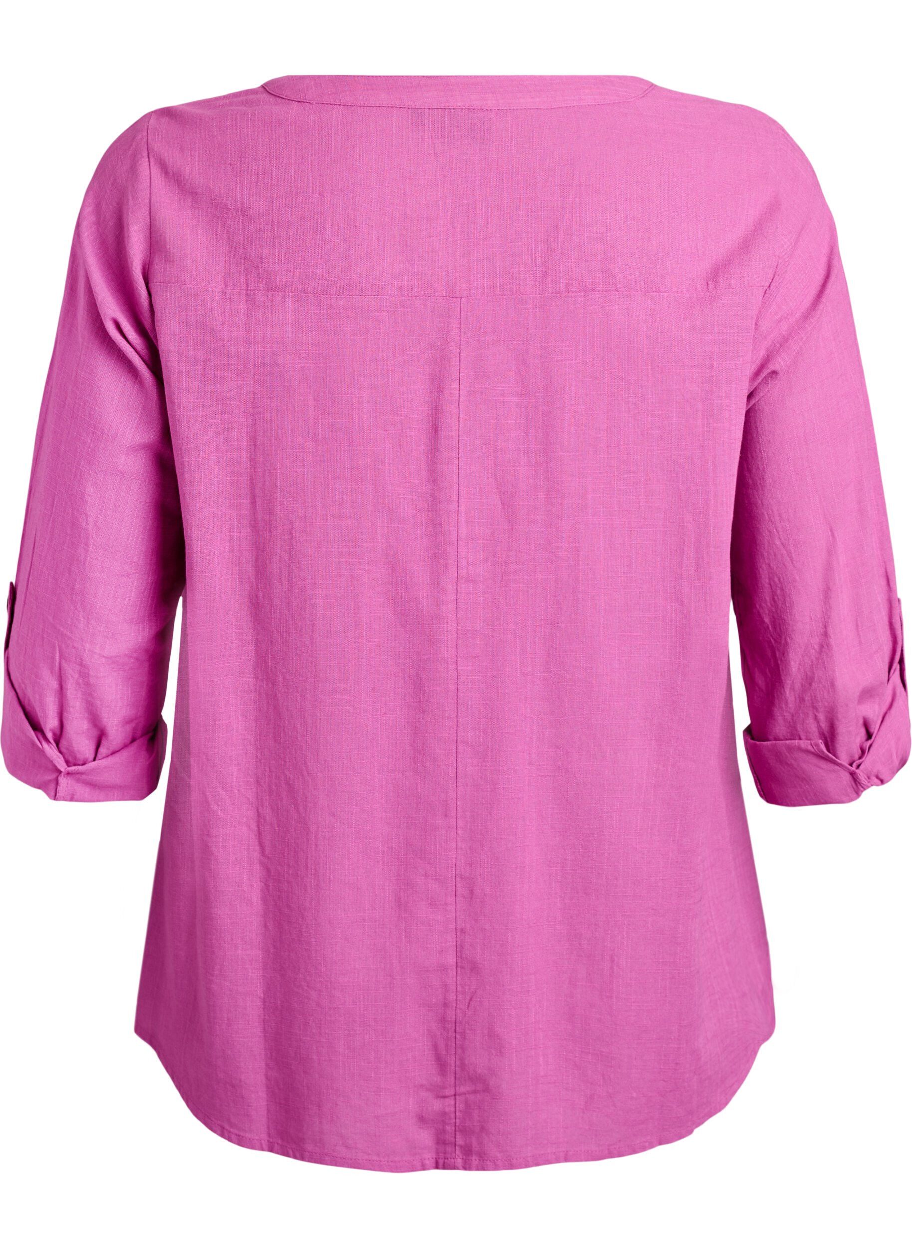 ZizziSkjortebluse i bomuld med V-udsk&aelig;ring, Lyser&oslash;d, Packshot image number 1