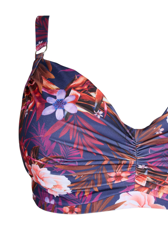 Printet bikini bh med bøjle, Purple Flower, Packshot image number 2