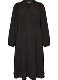 Midikjole med smock og dekorative knapper, Sort