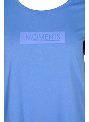 Kortærmet bomulds t-shirt med tryk , Ultramarine TEXT, Packshot image number 2