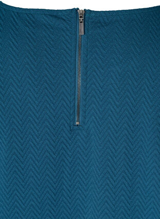 Bluse med struktur og 3/4 ærmer, Majolica Blue, Packshot image number 3