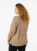 Strikbluse med v-hals, Desert Taupe Melange, Model image number 1