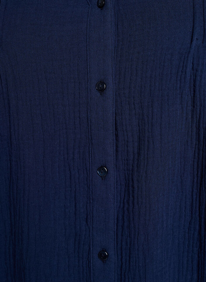 Bluse i bomuldsmusselin med broderede detaljer, Bl&aring;, Packshot image number 2