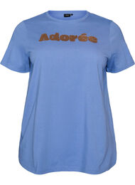 T-shirt i &oslash;kologisk bomuld med frontmotiv, Bl&aring;