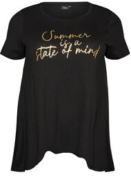 T-shirt med rund hals og A-facon, Sort