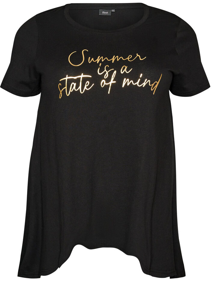 T-shirt med rund hals og A-facon, Sort, Packshot image number 0