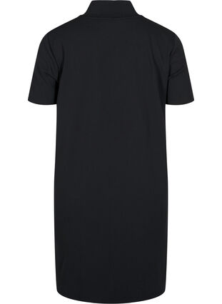 Kortærmet kjole med høj hals, Black, Packshot image number 1
