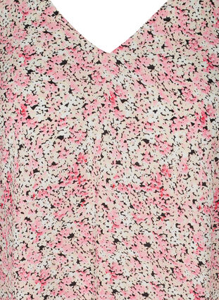 Viskose tunika med print og korte ærmer, Pink Ditsy AOP, Packshot image number 2