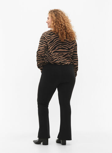 Flare bukser med slids foran, Black, Model image number 1
