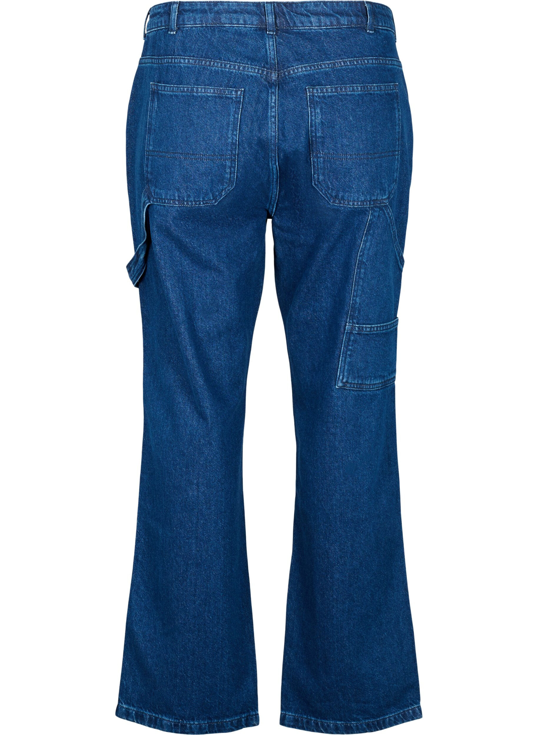 Zizzi Straight fit cargo jeans, Dark blue, Packshot image number 1