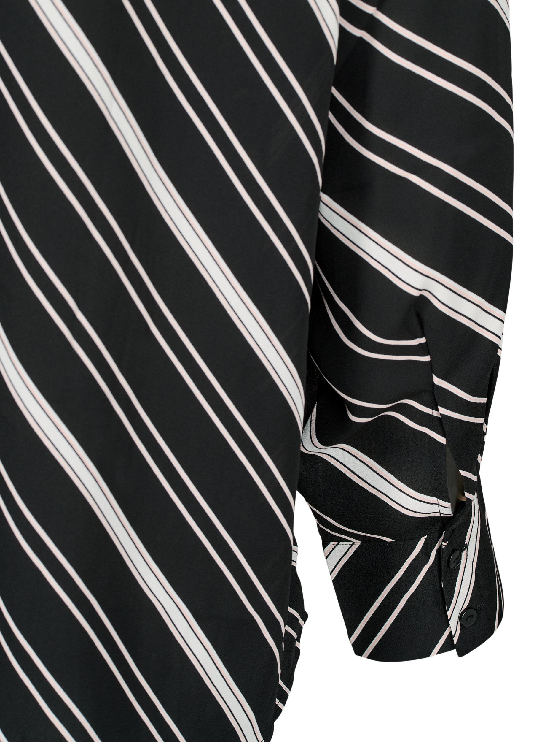 Zizzi Stribet skjorte med lange &aelig;rmer, Black Stripe, Packshot image number 3