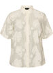 Transparent skjortebluse med blomstermotiver, Beige, Packshot image number 0