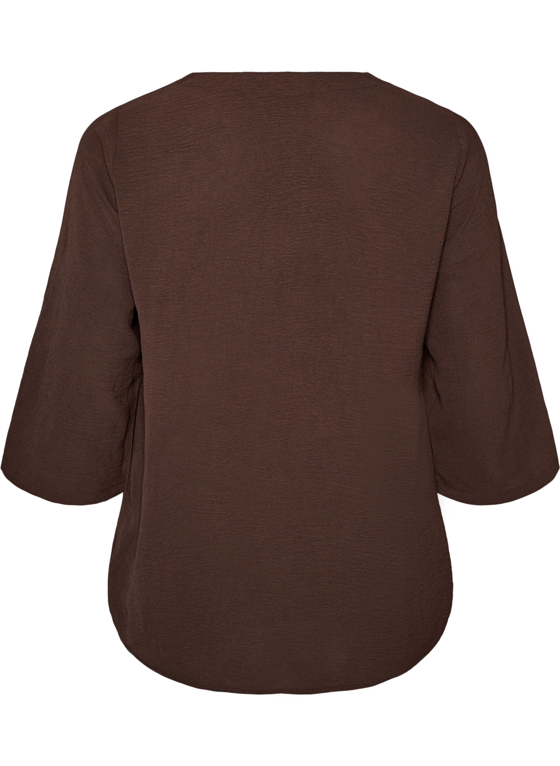 ZizziBluse med 3/4 &aelig;rmer, Brun, Packshot image number 1