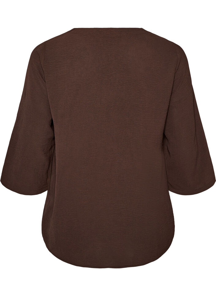 Bluse med 3/4 &aelig;rmer, Brun, Packshot image number 1