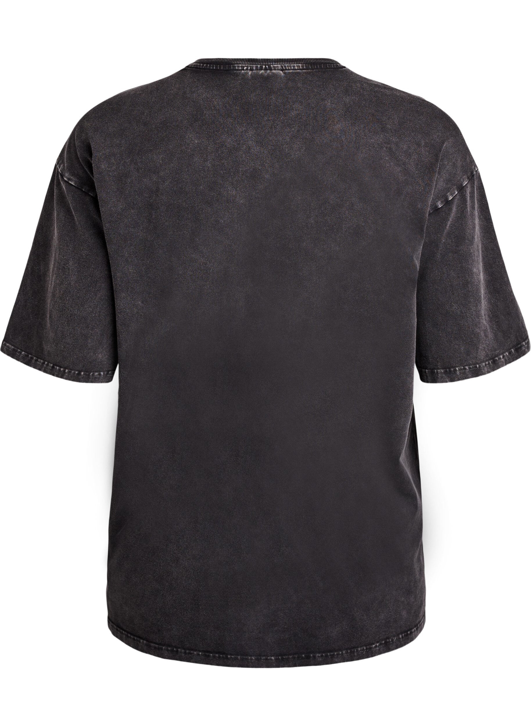 Zizzi Sporty t-shirt i bomuld med washed effekt, Sort, Packshot image number 1