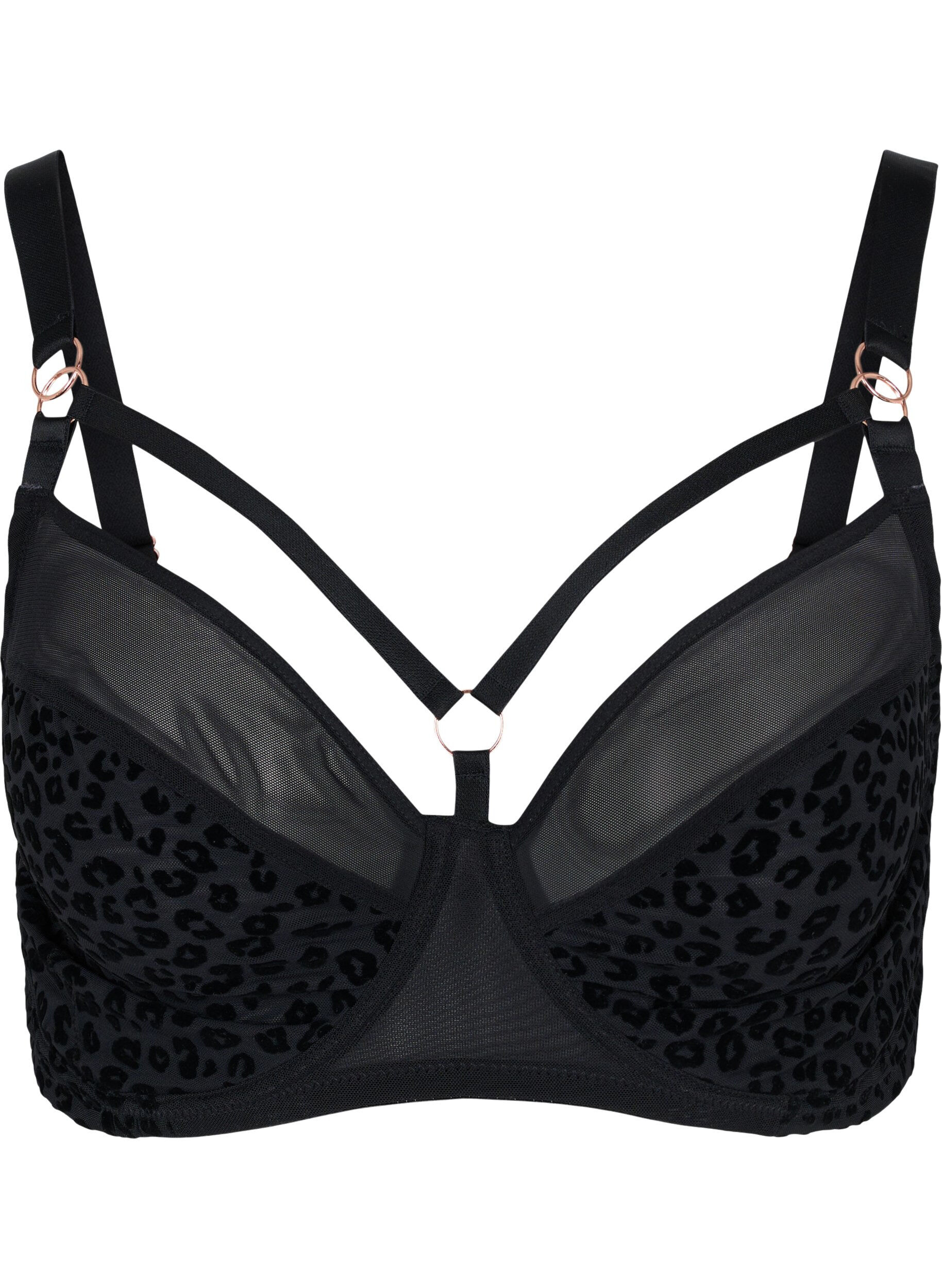 Zizzi Full cover bh med mesh og string, Black, Packshot image number 0