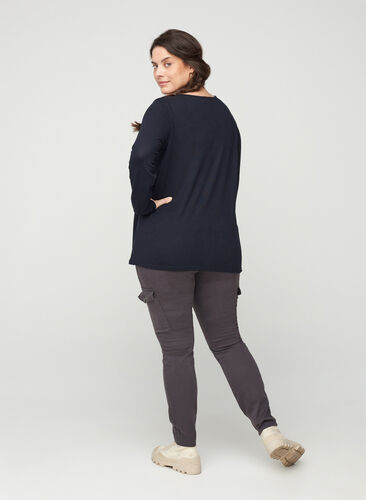 Tætsiddende bukser med lommer, Grey, Model image number 1