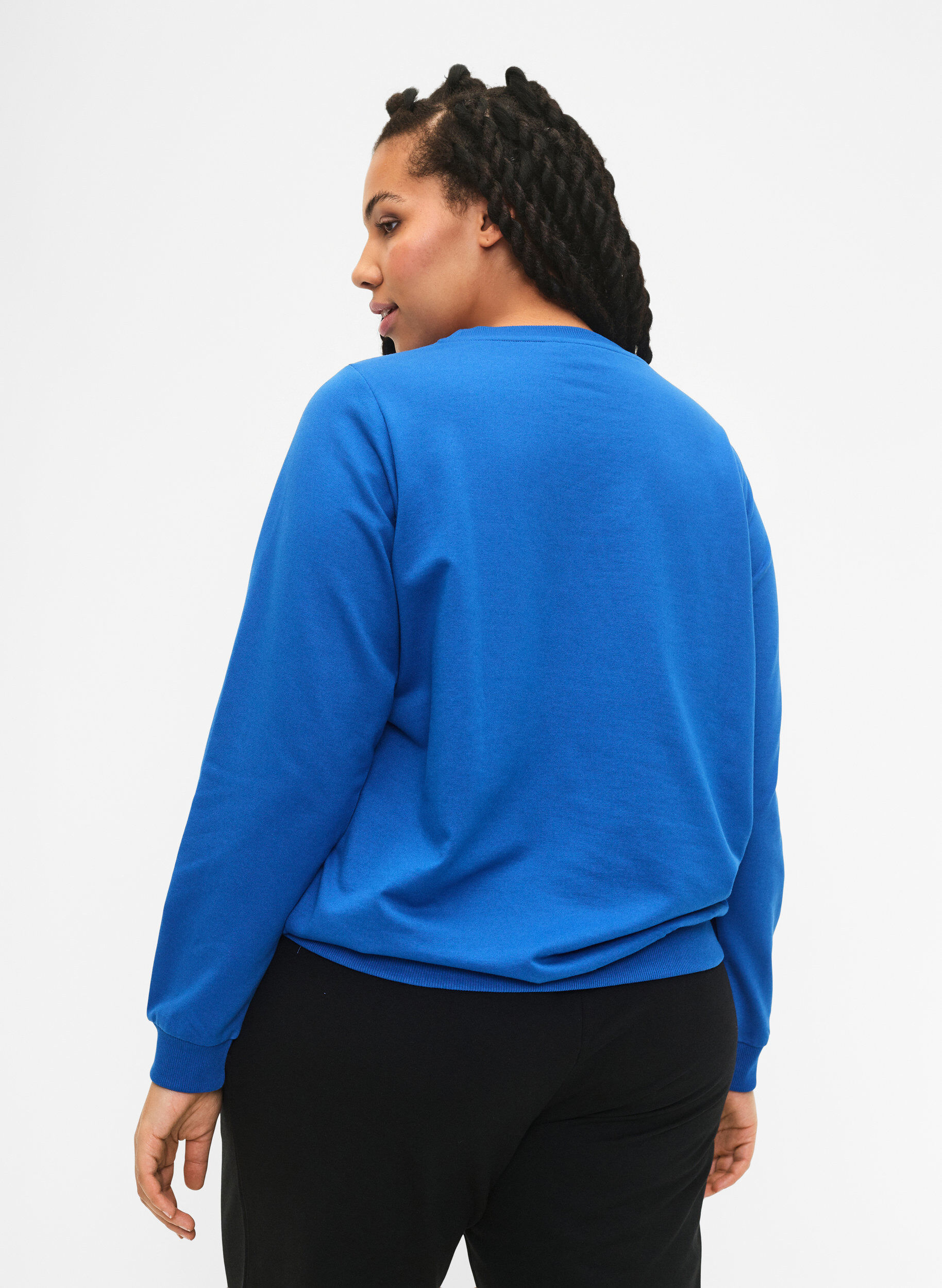 Zizzi Sweatshirt med tekst , Victoria b. W. Reset, Model image number 1