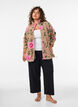 Blomstret fleecejakke med h&oslash;j hals og lynl&aring;s, Beige, Model image number 1