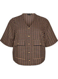 Ternet bluse med brystlommer, Brun