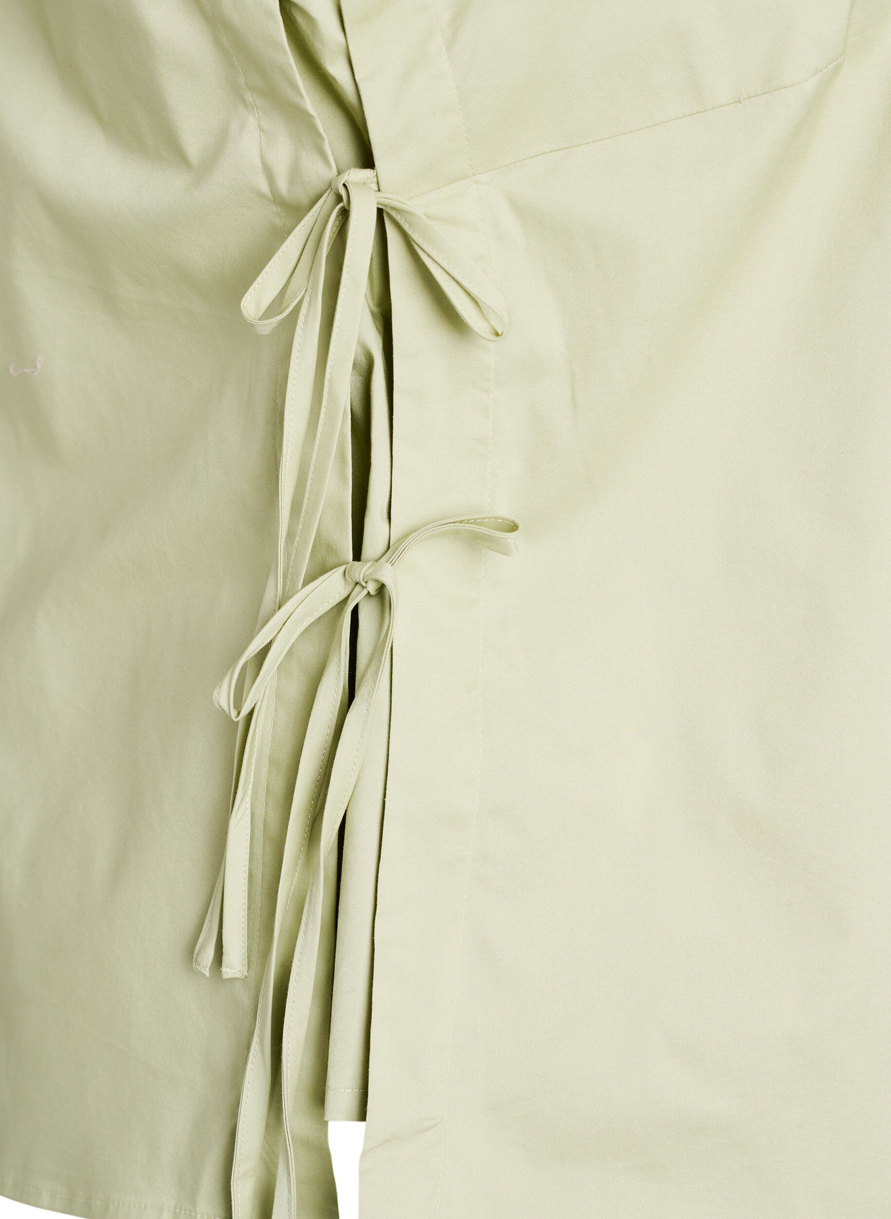 Zizzi &AElig;rmel&oslash;s top med bindedetalje i siderne, Gr&oslash;n, Packshot image number 3