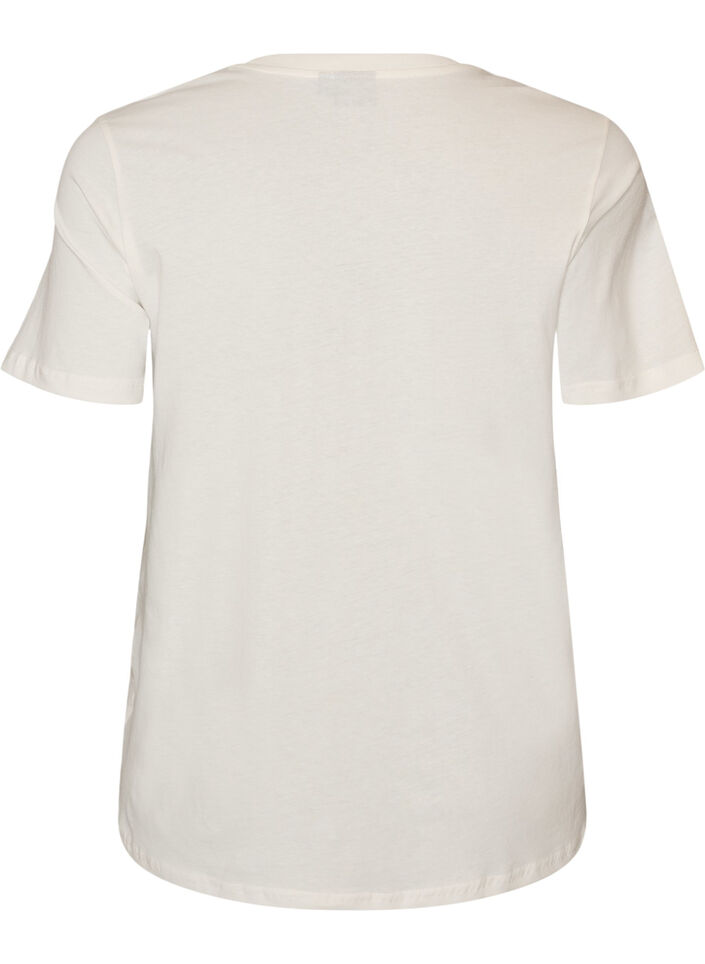 Bomulds T-shirt med print, Hvid, Packshot image number 1