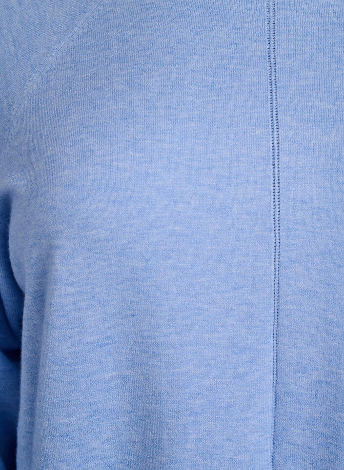 Strikkjole med rund hals og strikket mønster, Della R. Blue Mel., Packshot image number 2