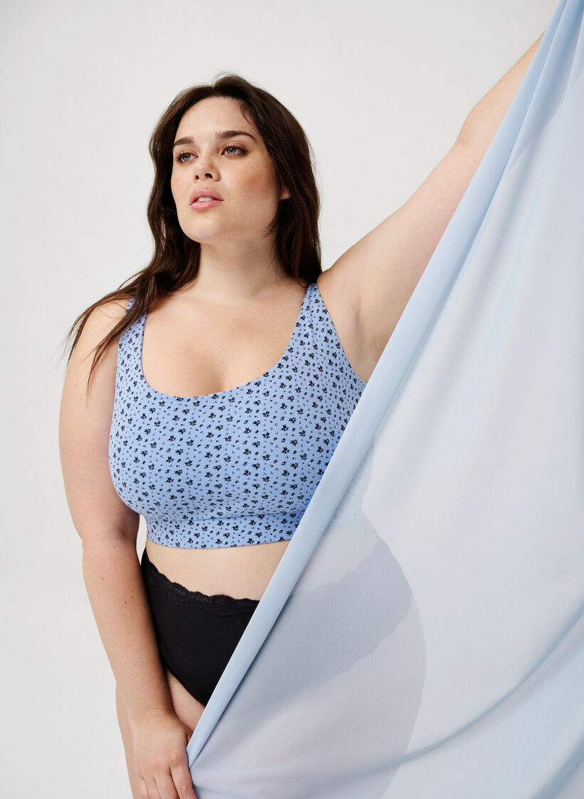 2-pak bh top i bomuld med justerbare stropper, Serenity AOP/Black, Image image number 0