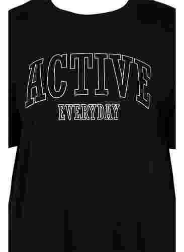 Trænings t-shirt i bomuld, Black, Packshot image number 2
