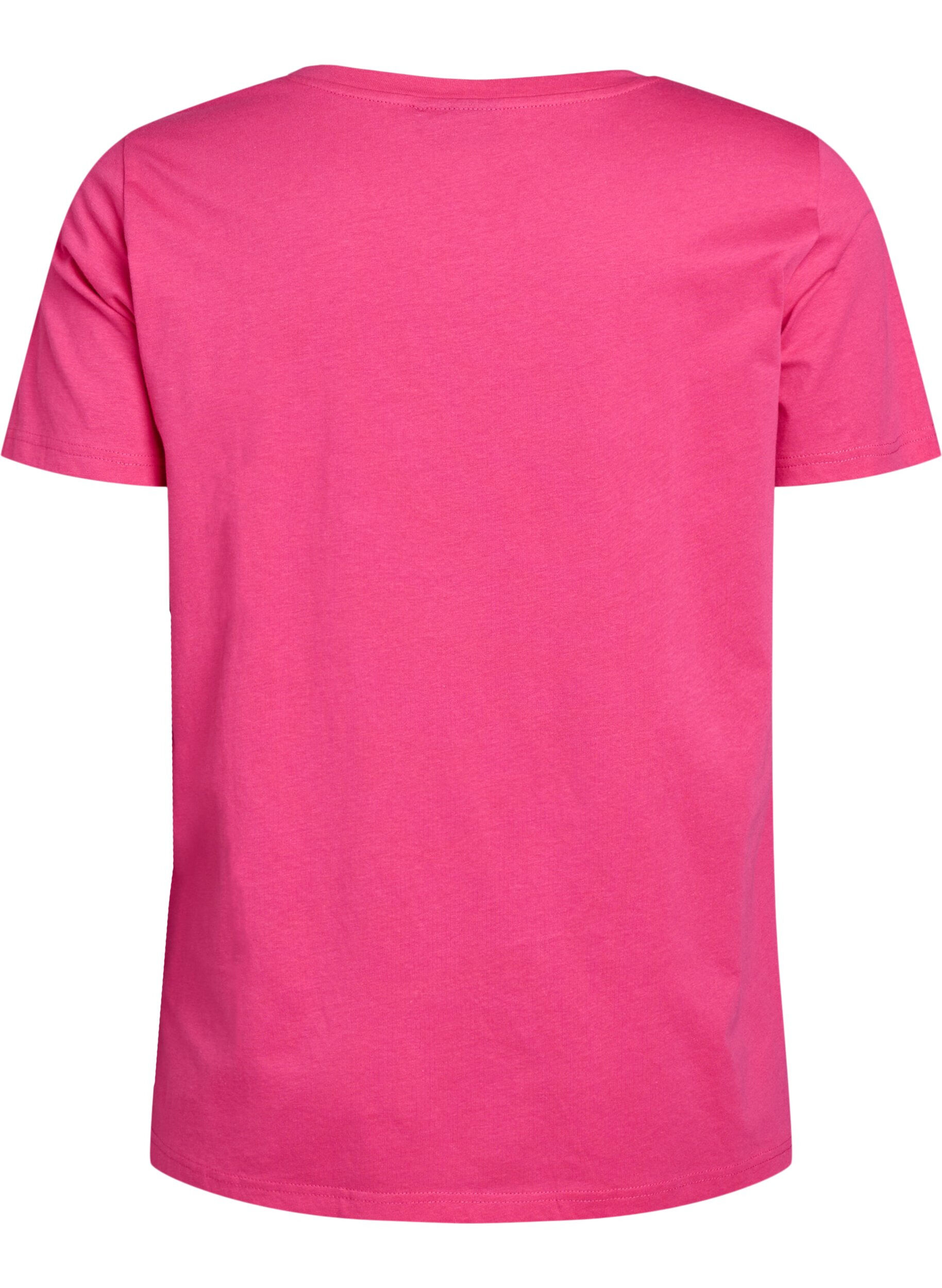 Zizzi Bomulds t-shirt med motiv, Raspberry w. Bows, Packshot image number 1