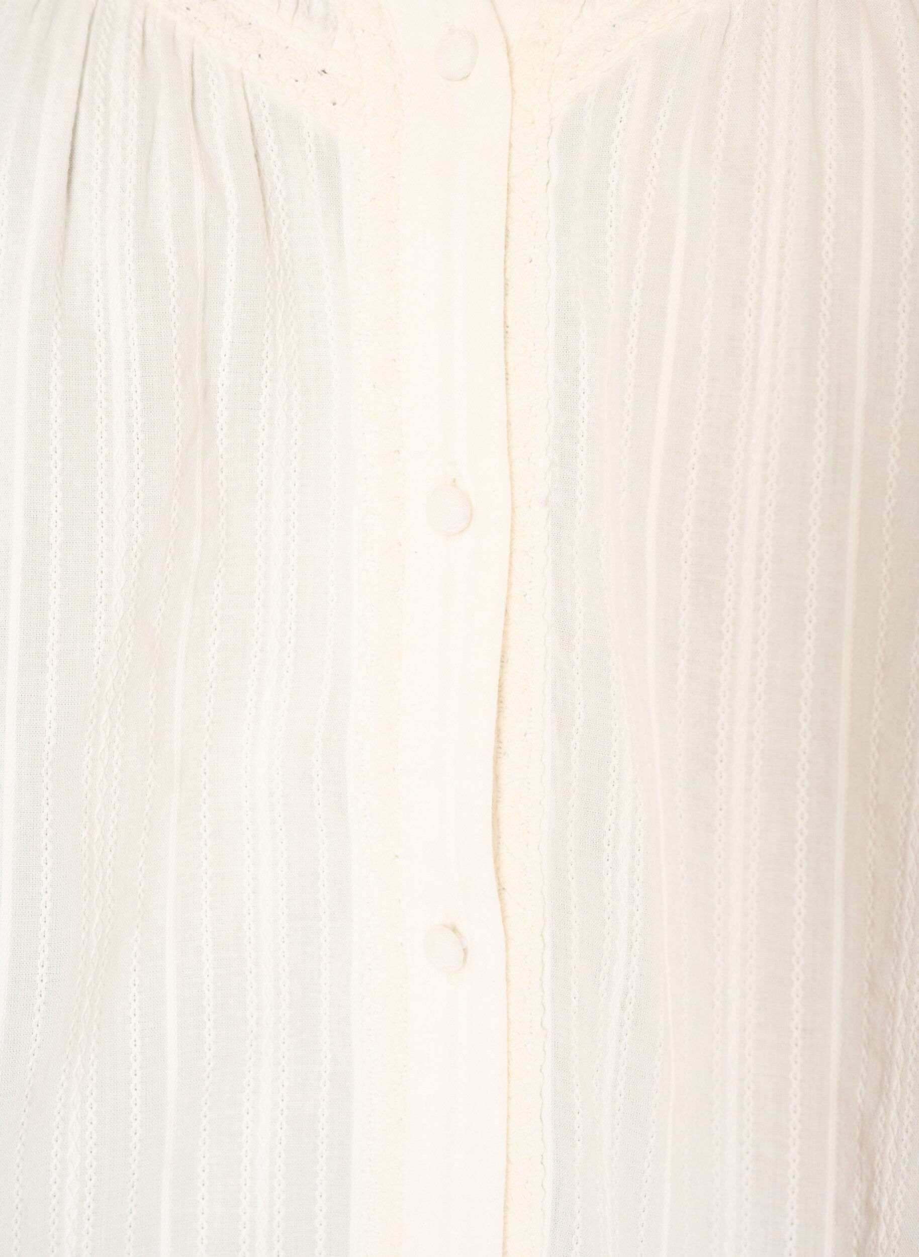 ZizziBluse i bomuld med dekorative b&aring;nd, Vanilla, Packshot image number 2
