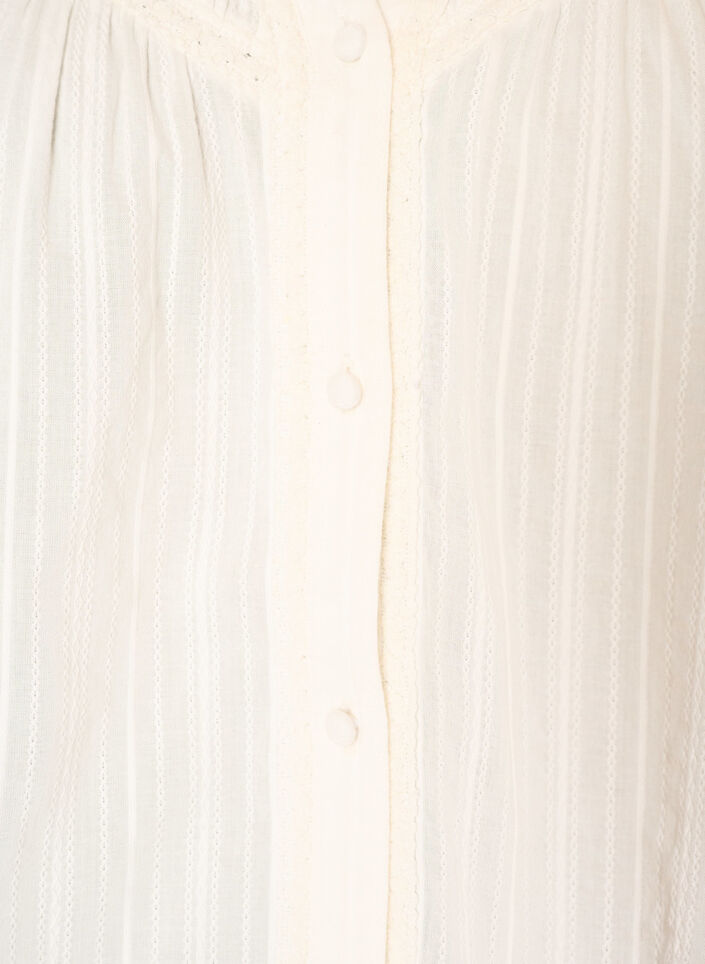 Bluse i bomuld med dekorative b&aring;nd, Vanilla, Packshot image number 2