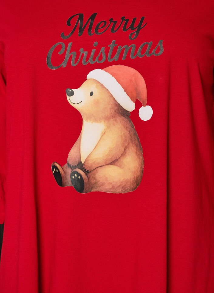Natkjole i &oslash;kologisk bomuld med julemotiv, R&oslash;d, Packshot image number 2
