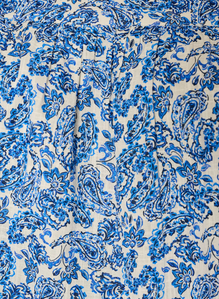 Bluse i bomuld med firkantet udsk&aelig;ring, Bl&aring;, Packshot image number 2