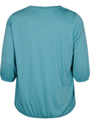 Ensfarvet bluse med 3/4 ærmer, Brittany Blue Mel., Packshot image number 1