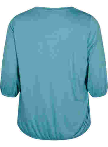 Ensfarvet bluse med 3/4 ærmer, Brittany Blue Mel., Packshot image number 1
