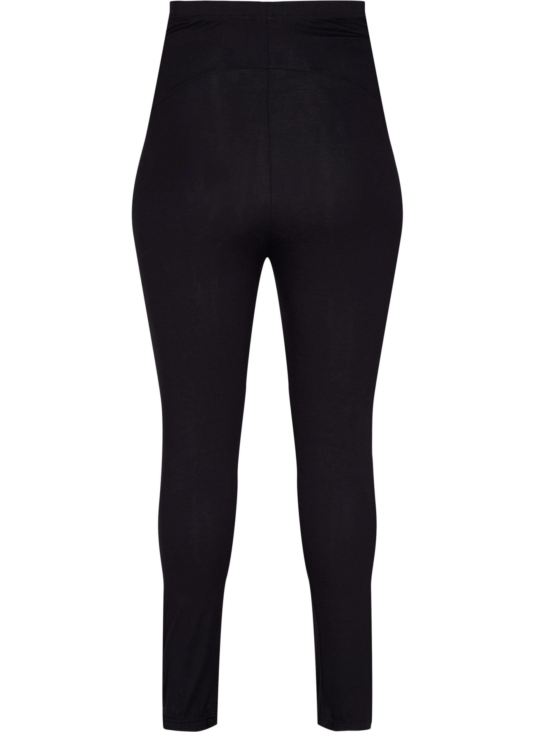 Zizzi Graviditets leggings i viskose med knapper, Black, Packshot image number 1