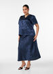 Satin nederdel med tonet blomsterm&oslash;nster, Bl&aring;, Model image number 0