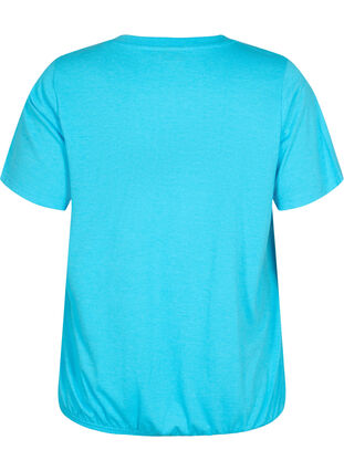 Meleret t-shirt med elastikkant, Blue Atoll Mél, Packshot image number 1