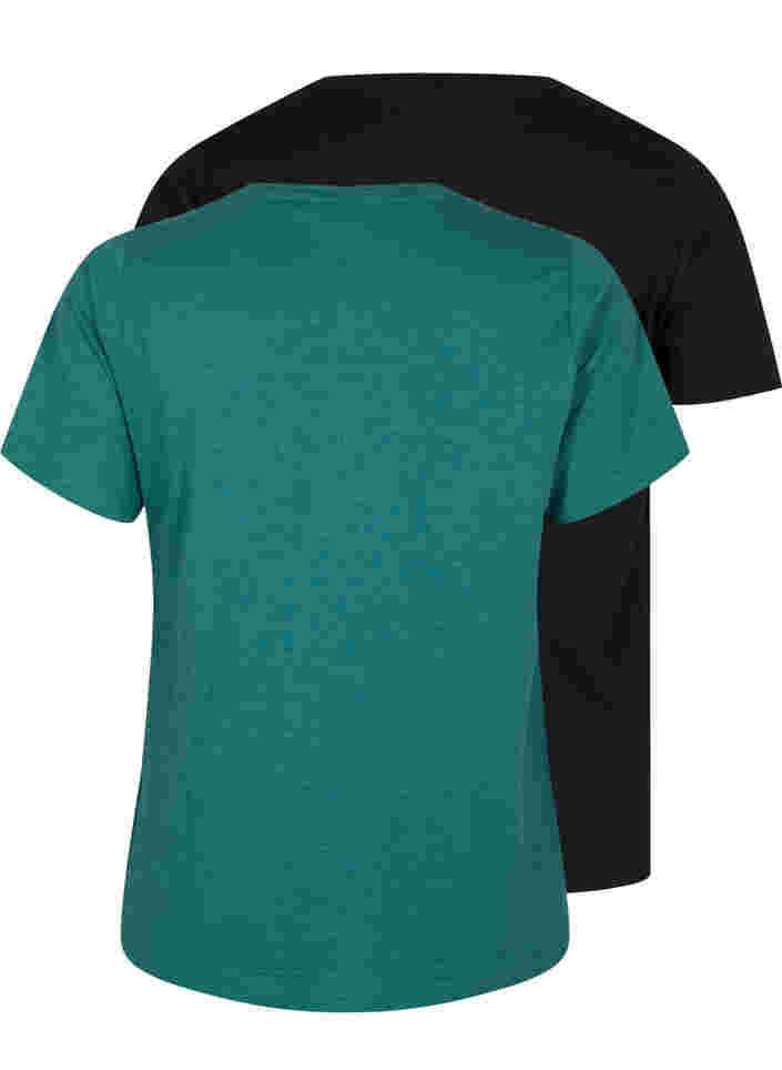 2-pak basis t-shirt i bomuld, Antique Green/Black, Packshot image number 1