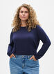 Ensfarvet bluse med lange &aelig;rmer, Bl&aring;, Model image number 0