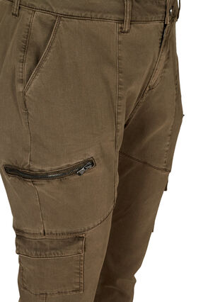 Cargo bukser med lynlås detaljer, Army green, Packshot image number 2