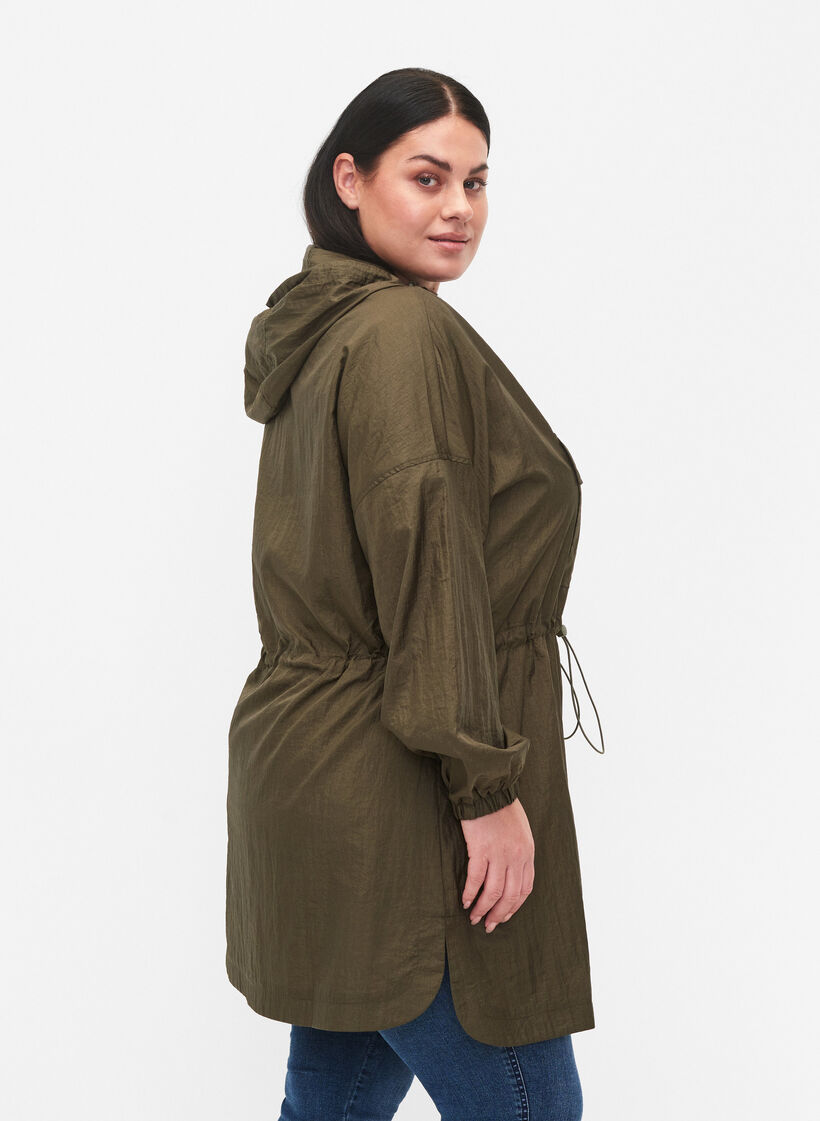 Lang anorak med hætte og lomme, Grape Leaf, Model image number 1