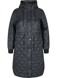 Quiltet letvægts jakke med hætte, Black