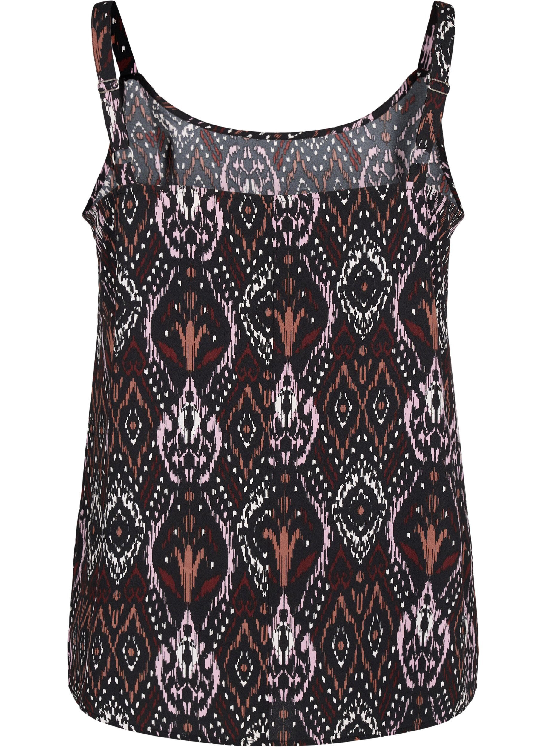 Zizzi FLASH - Top med print, Black Rose Ethnic, Packshot image number 1