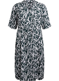 Midikjole med print og bindeb&aring;nd, Gr&oslash;n