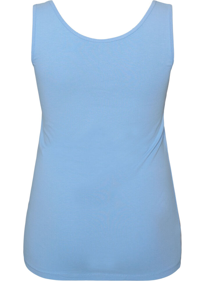 Ensfarvet basis top i bomuld, Bl&aring;, Packshot image number 1